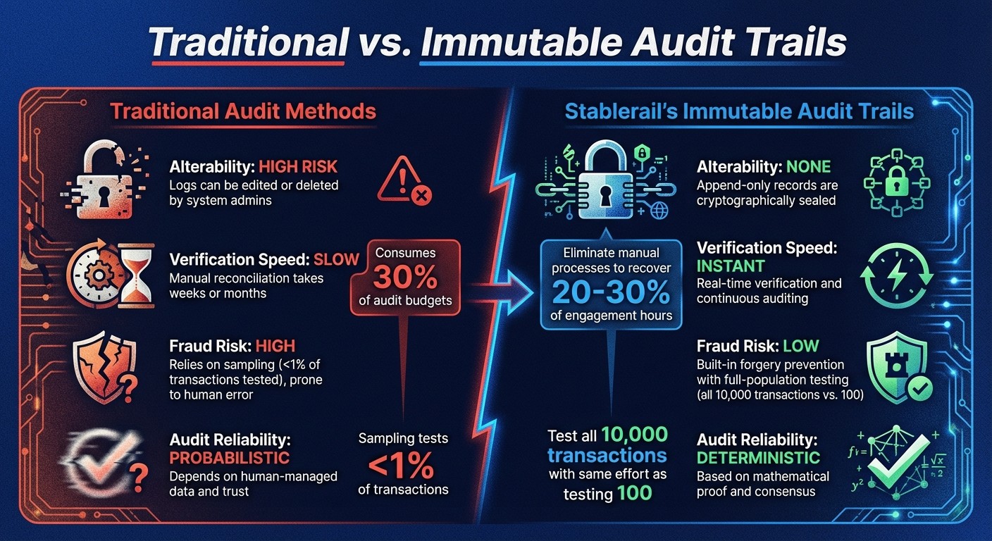 Traditional vs Immutable Audit Trails: Key Differences in Alterability, Speed, Fraud Risk, and Reliability