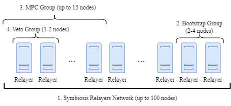 The Symbiosis relayer network divided by groups.