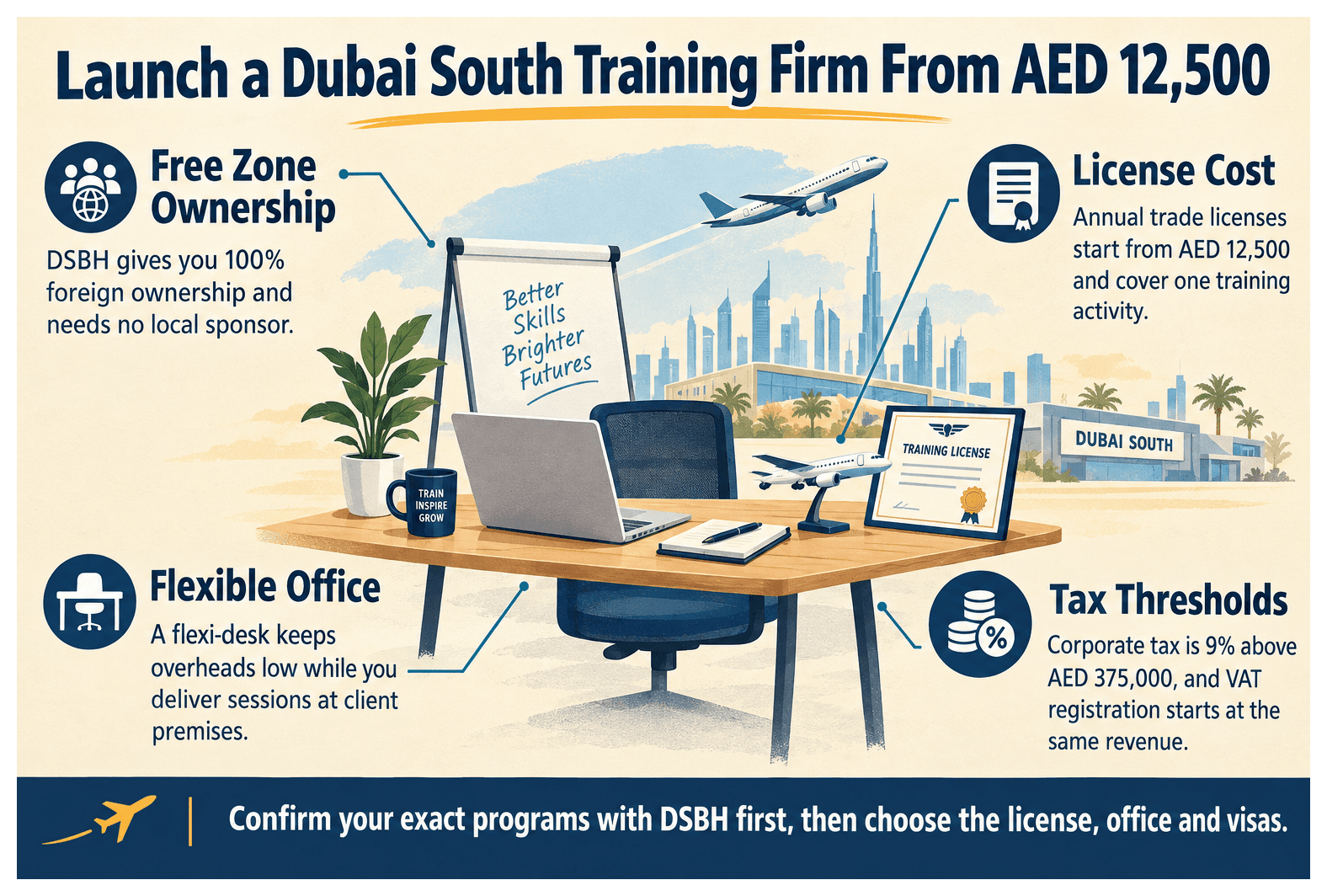 Infographic: Setting Up a Corporate Training Business in Dubai South: License, Cost and Steps