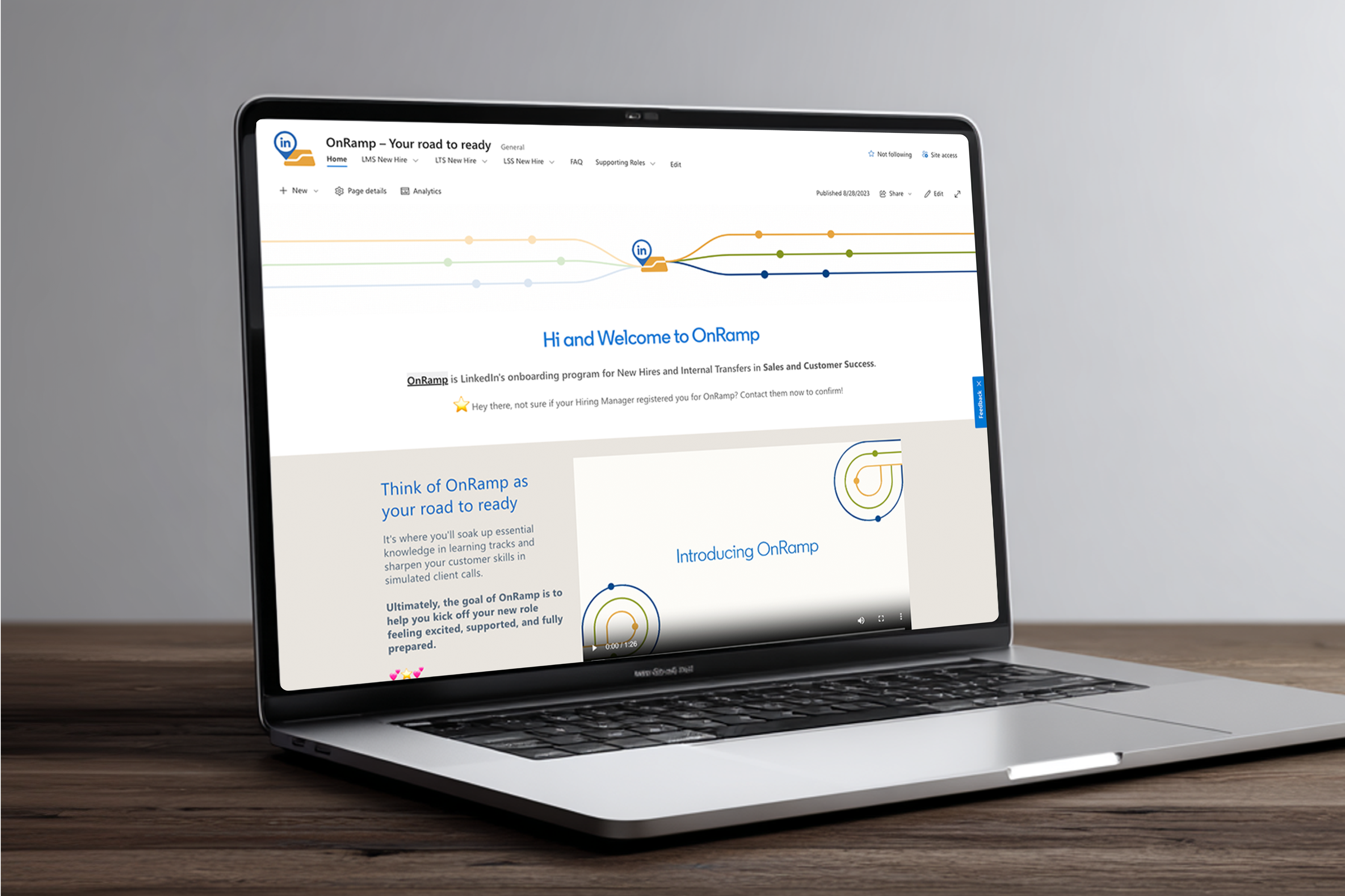 A mockup for a Macbook place on a table for a hair salon website