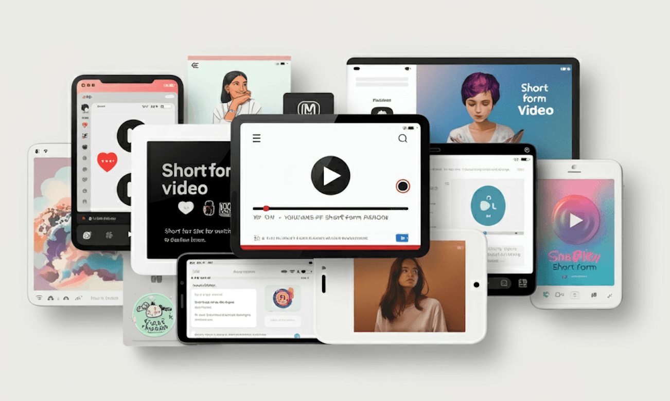 Collage of devices displaying short-form video -  Short Form Video Production