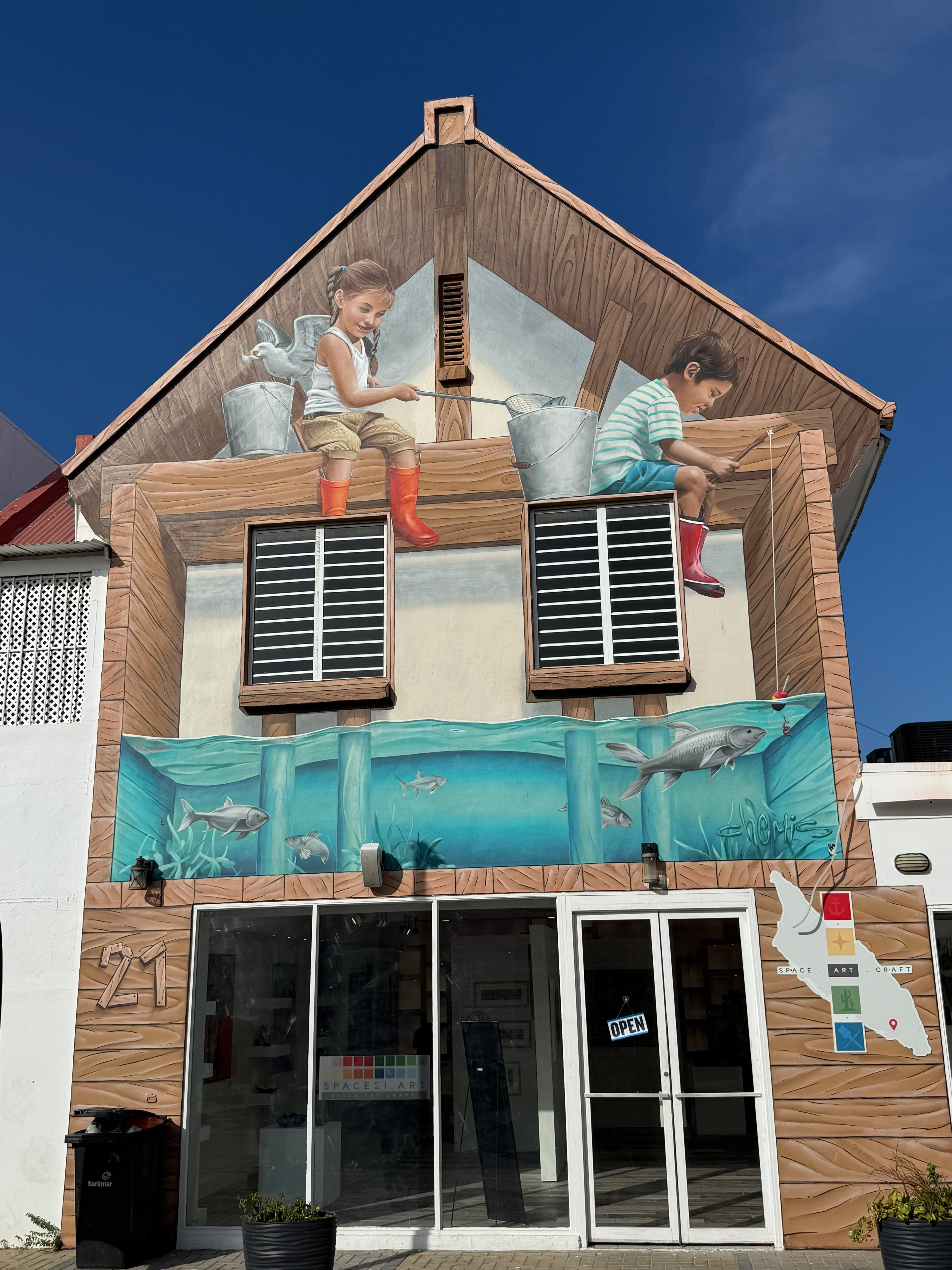 Vibrant street art mural in San Nicolas, Aruba