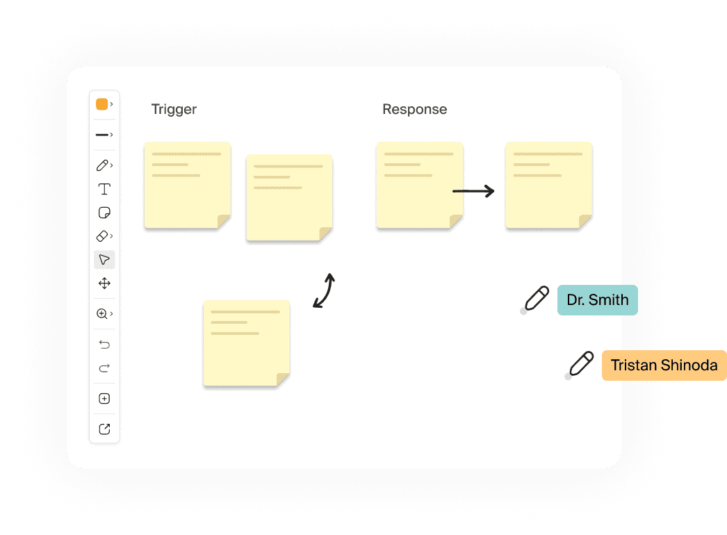 a product illustration of the doxy.me whiteboard feature.