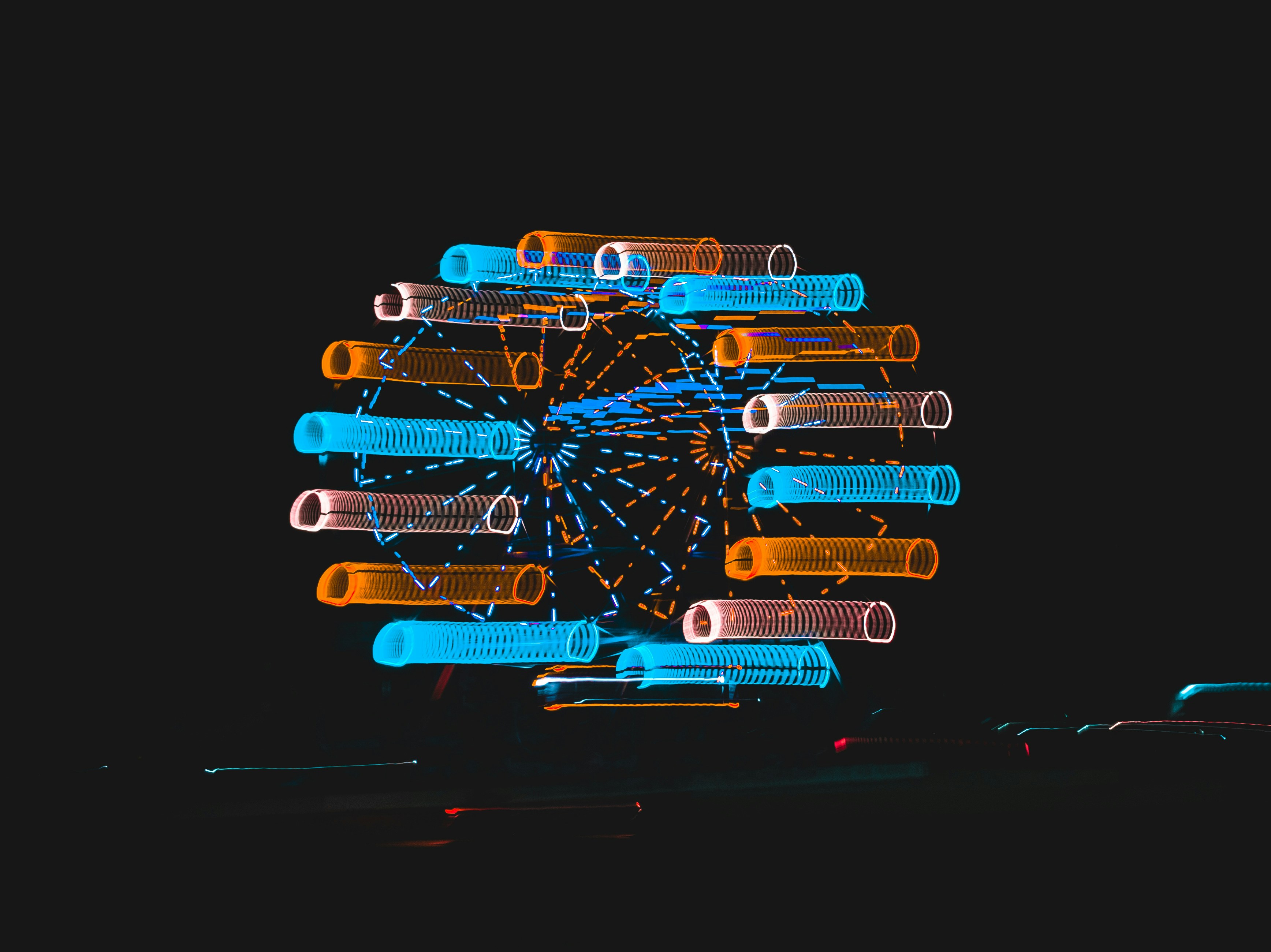 blue red and yellow lights