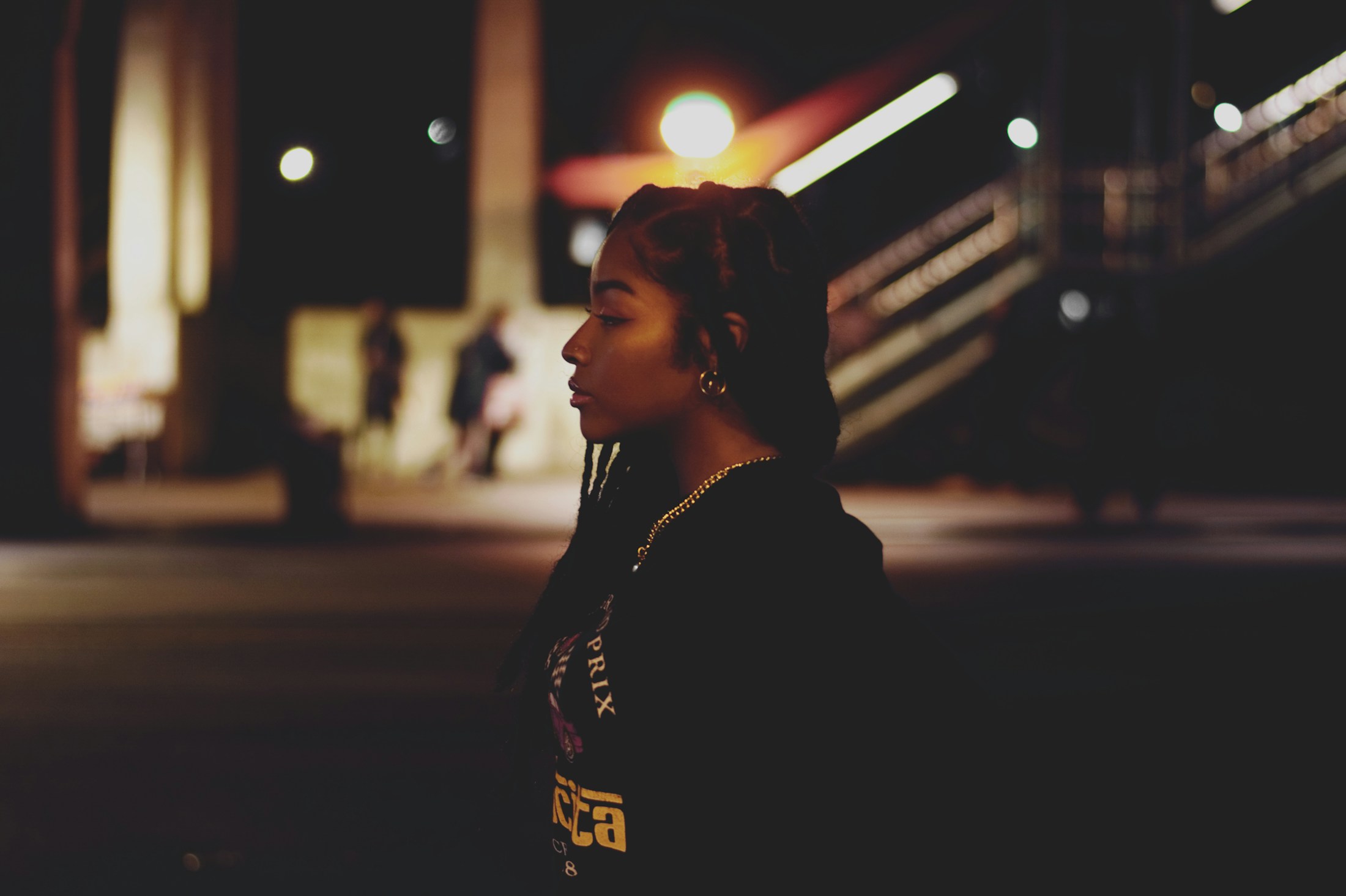 Cinematic nighttime portrait