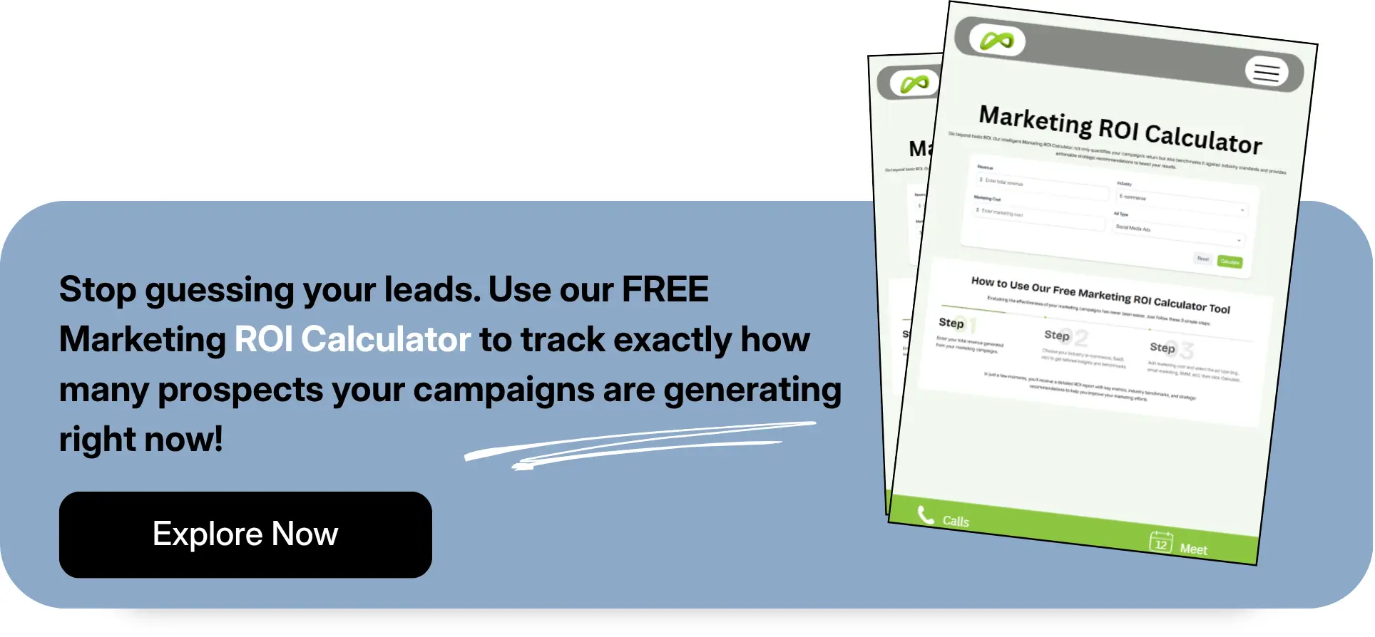 A call-to-action for ao's Marketing ROI Calculator tool