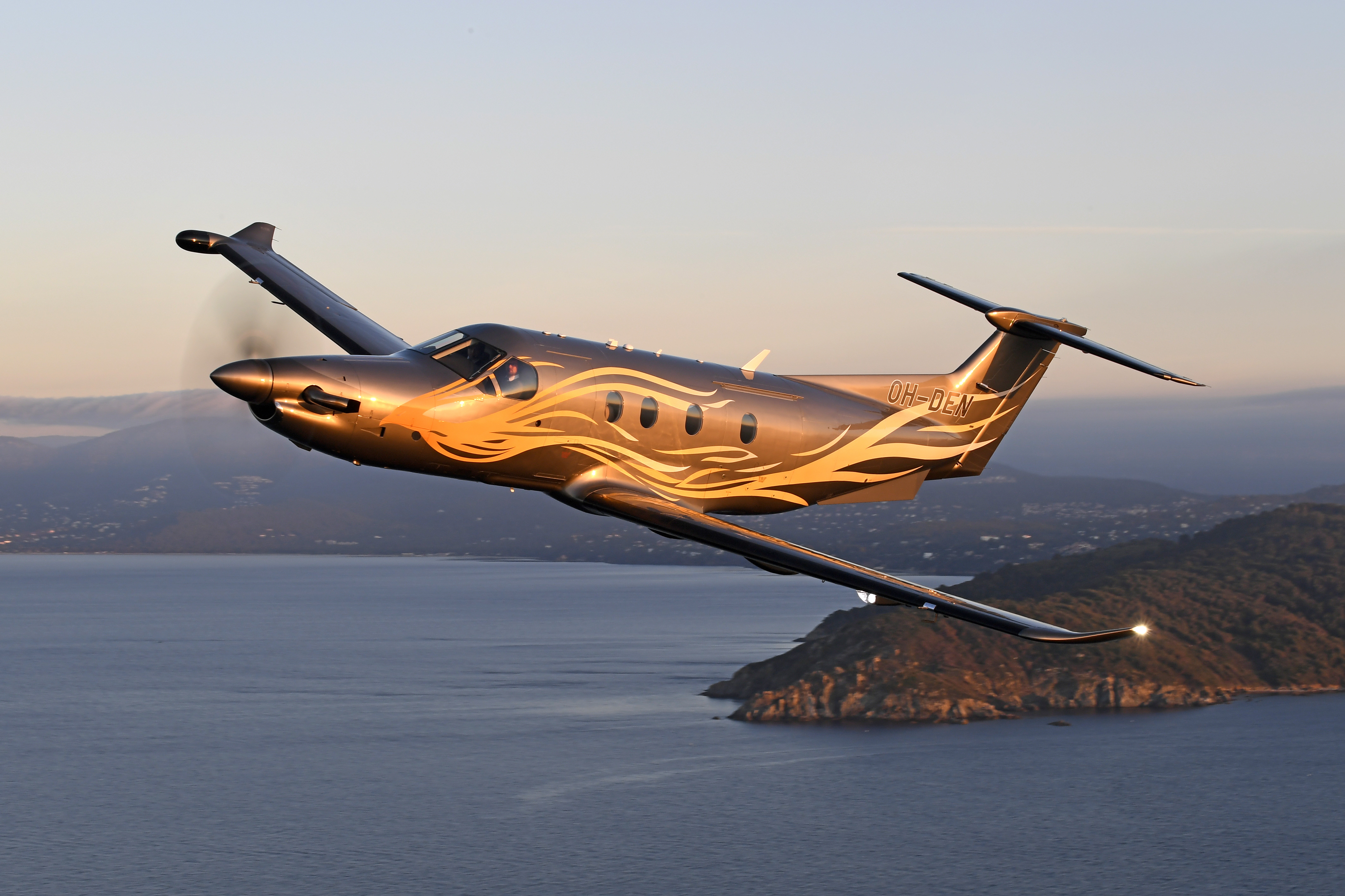 Pilatus PC-12 flying in the south of France