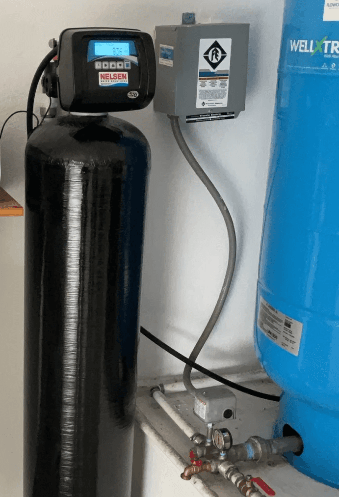 Water softener filtration system installed for well water home in DFW