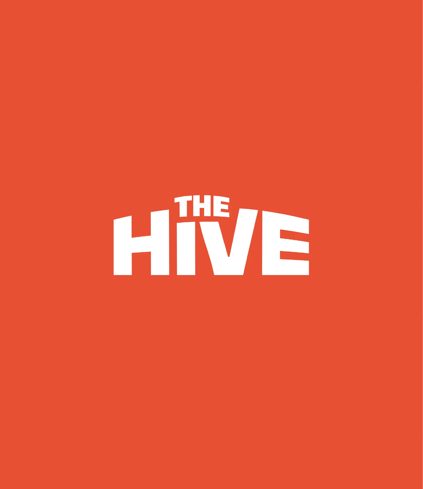 Logo The Hive en blanc sur fond orange