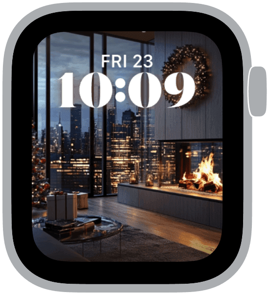 an apple watch face from the by the fireside collection