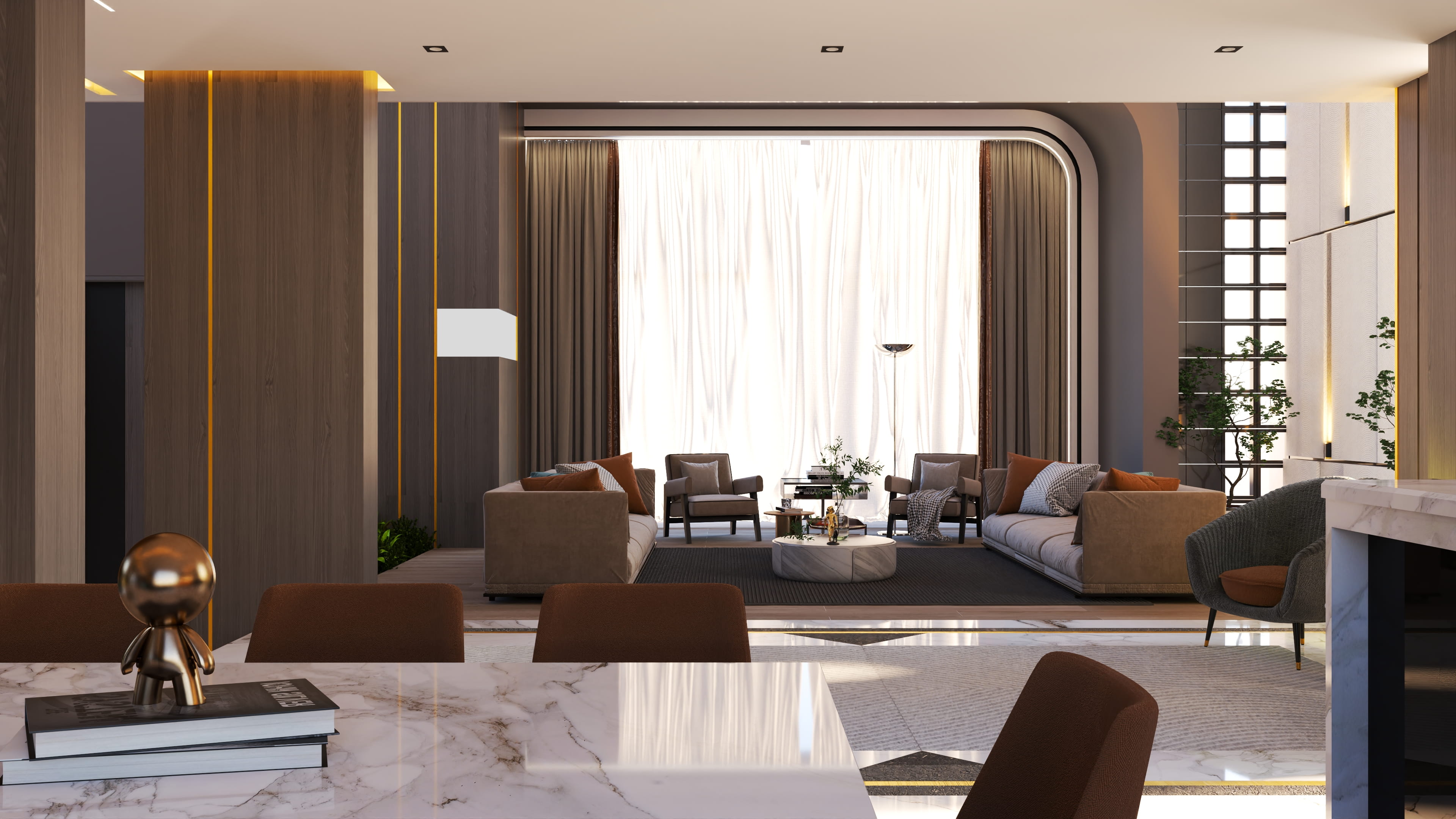 A man with some model buildings