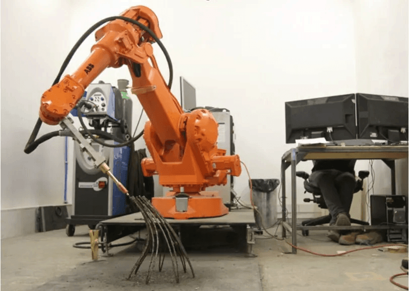 Figure 3. Joris Laarman Lab. The industrial robot is coupled with an advanced welding machine that can print with metals like stainless steel, aluminium, bronze or copper. Joris Laarman et al. 2015