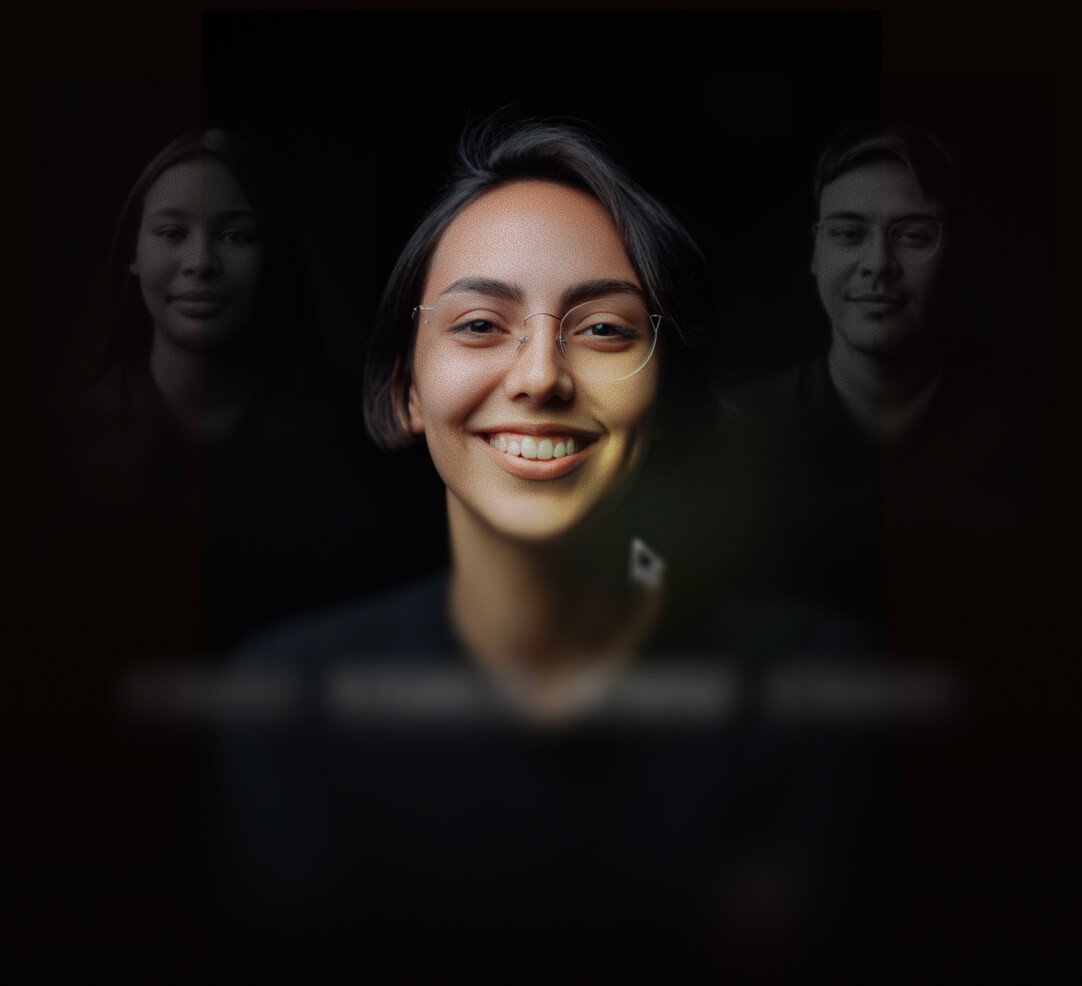 Portrait of a smiling woman surrounded by other people