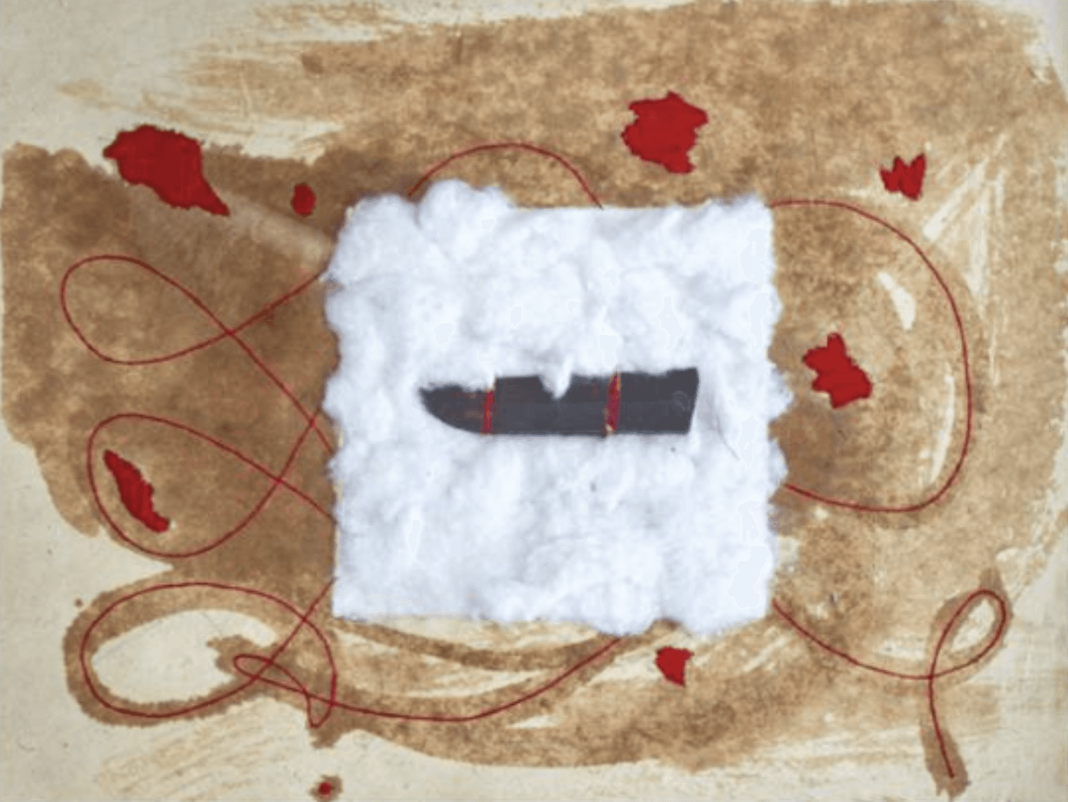 herd of sheep on road painting