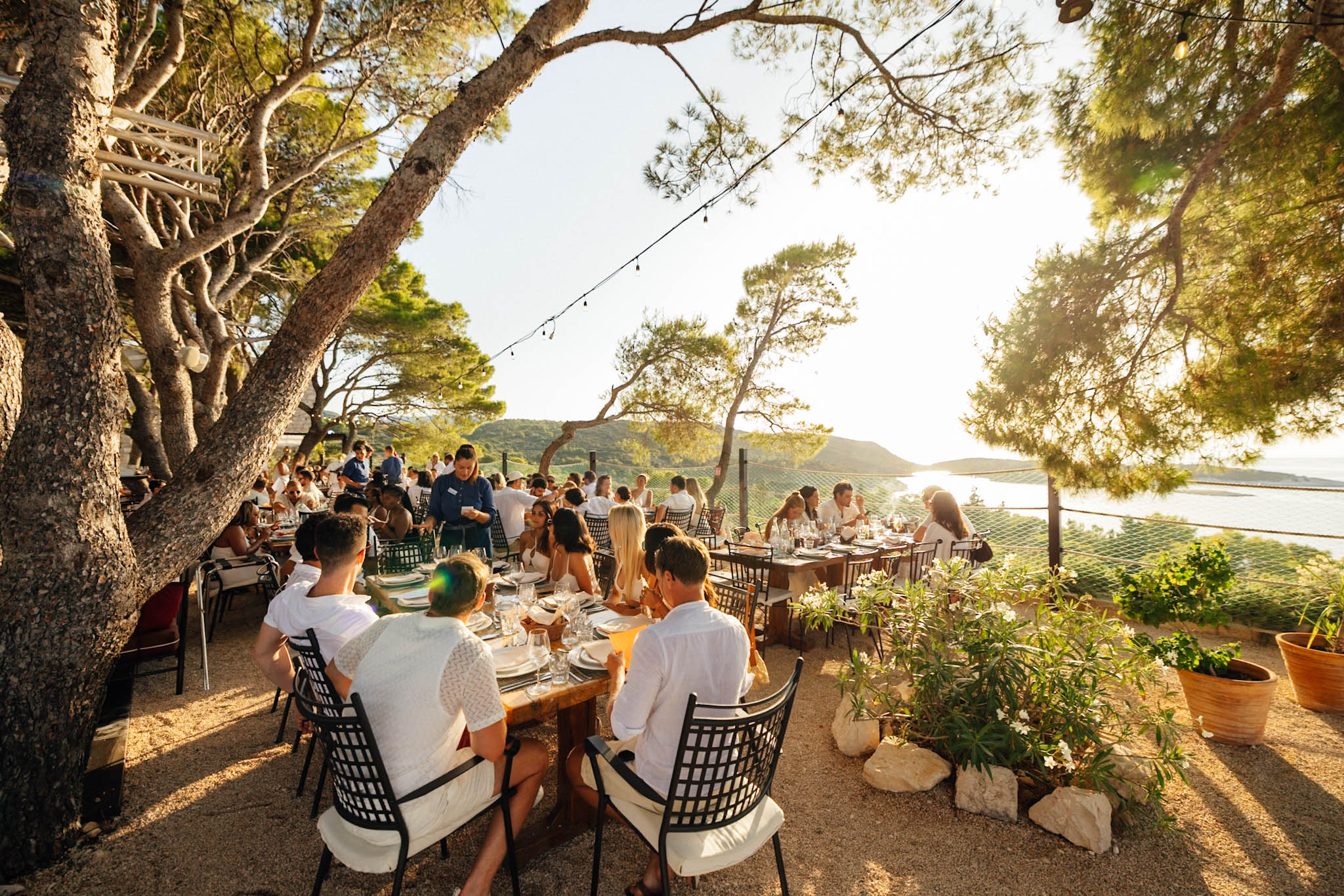 guests enjoying dinner at Fort George in Croatia during Yacht Week 2025