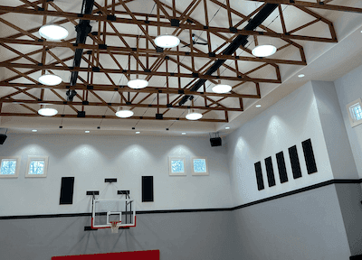 gold and red pendant lamps