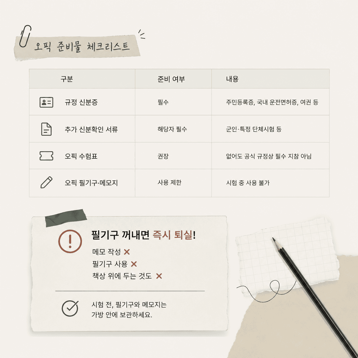 오픽 시험 준비물 체크리스트