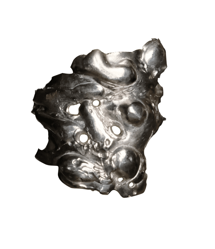 Sculpted silver ring with rough, uneven surface