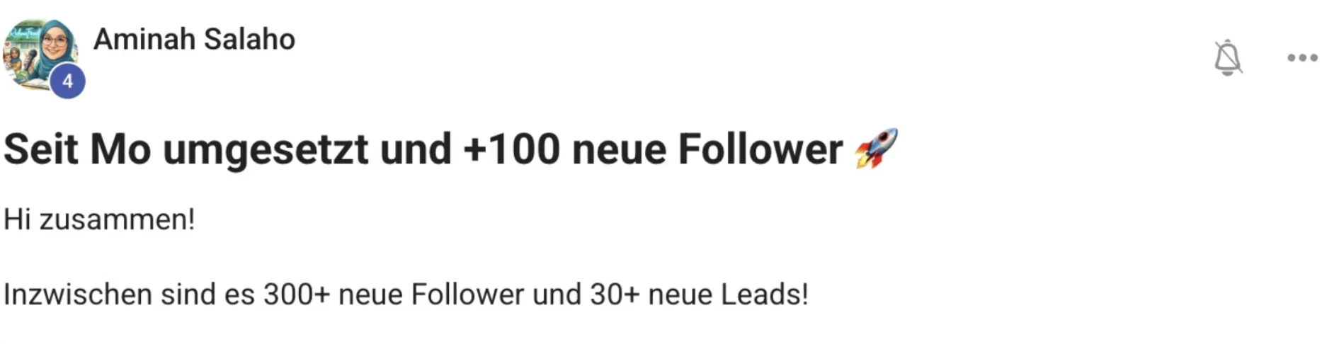 Kundenstimme KI Creator Akademie: Speakerin Aminah gewinnt 300 Follower und 30 neue Leads