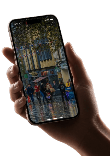 A hand holding a phone showing your app after signup