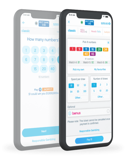 A before and after of the 'Bet Builder', a screen where a user would create their Keno bet.