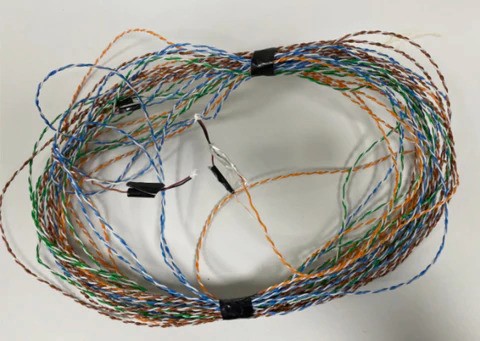 22-meter single twisted pair assembled from colour-coded CAT6 pairs
