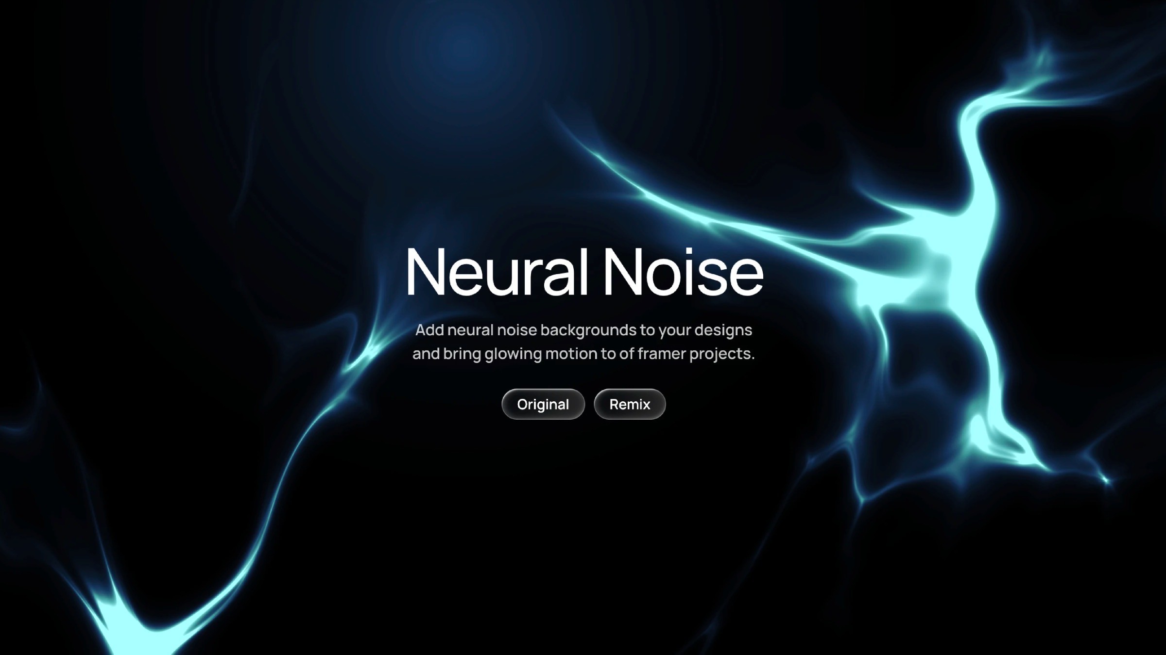 Glowing neural noise abstract background for Framer design