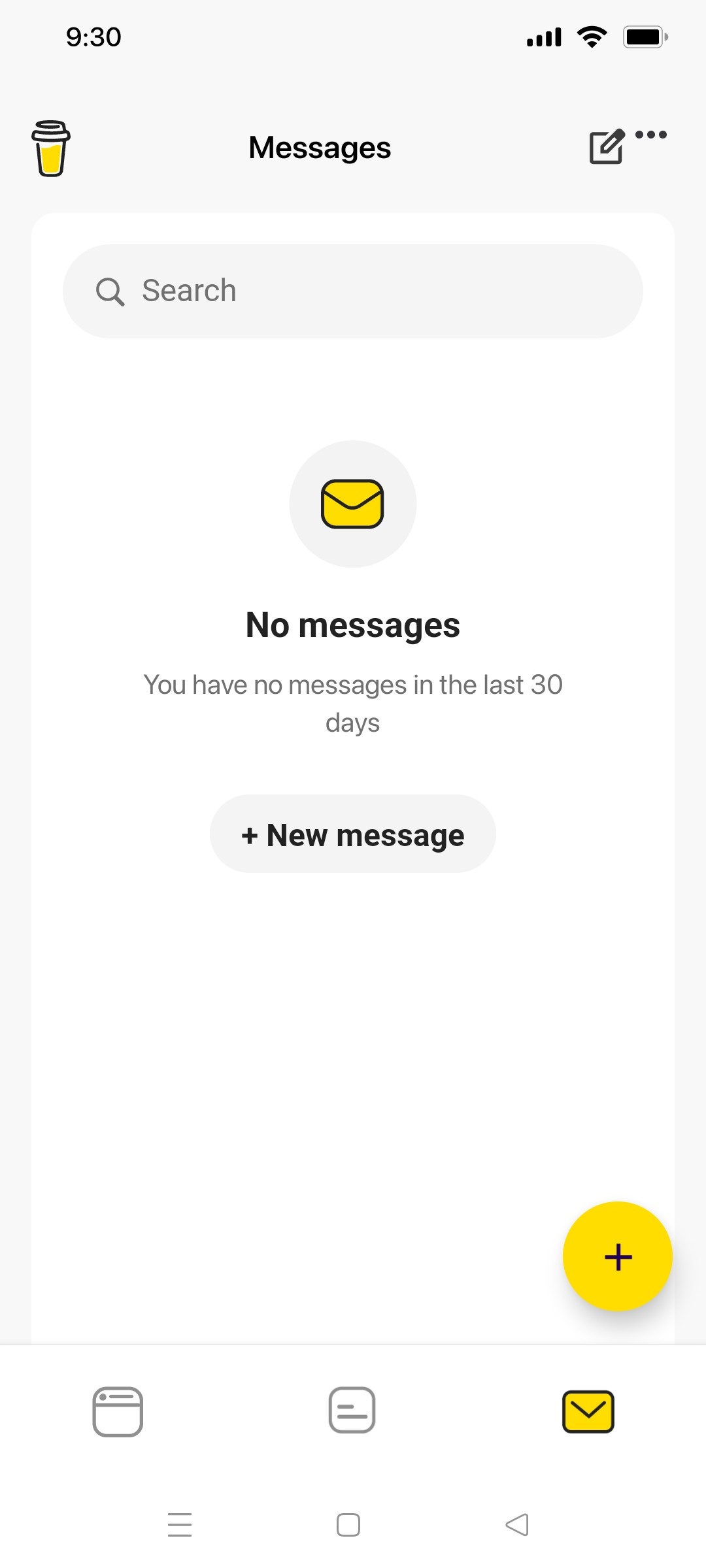 buy me a coffee Messages screen