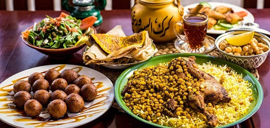 Traditional Emirati food spread