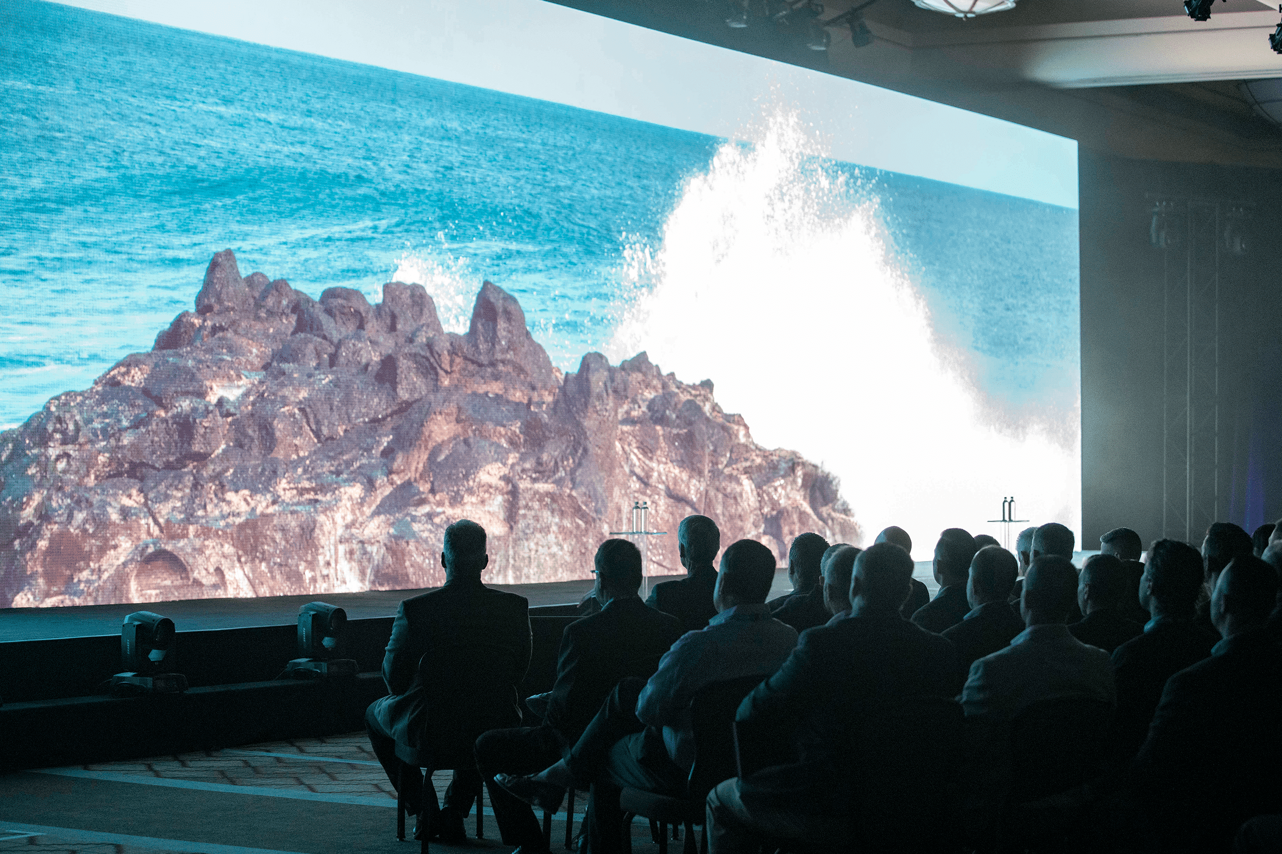 Republic Services presentation on wide LED screen