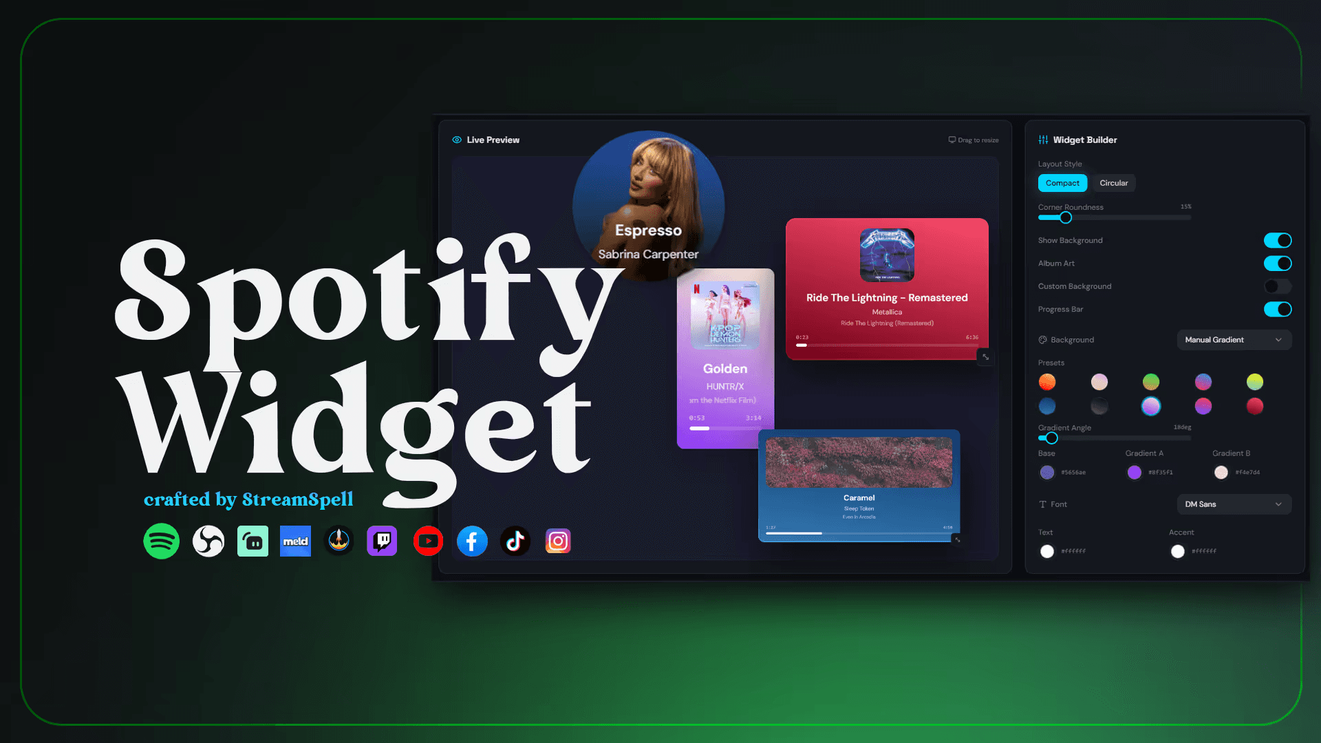 Spotify widget for OBS and Streamlabs