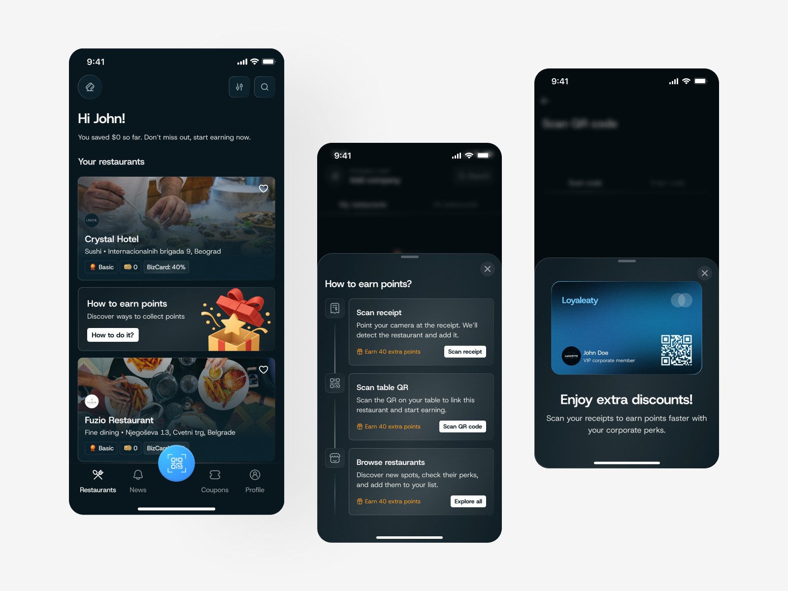 Loyaleaty app home and rewards dashboard – UX case study for restaurant loyalty
