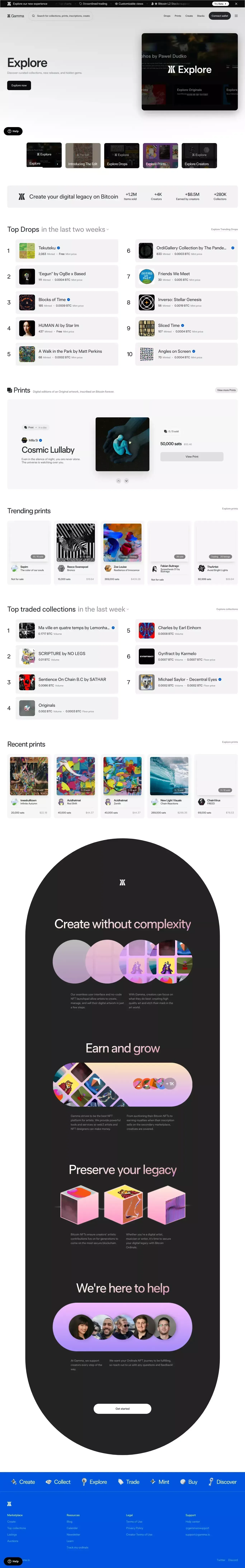 Gamma portfolio page screenshot showcasing Design and NFT / Crypto / Web3 design