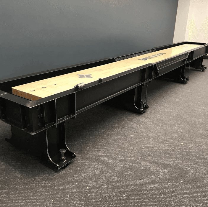 Custom shuffleboard made to customer specification by TratFab of Star Idaho