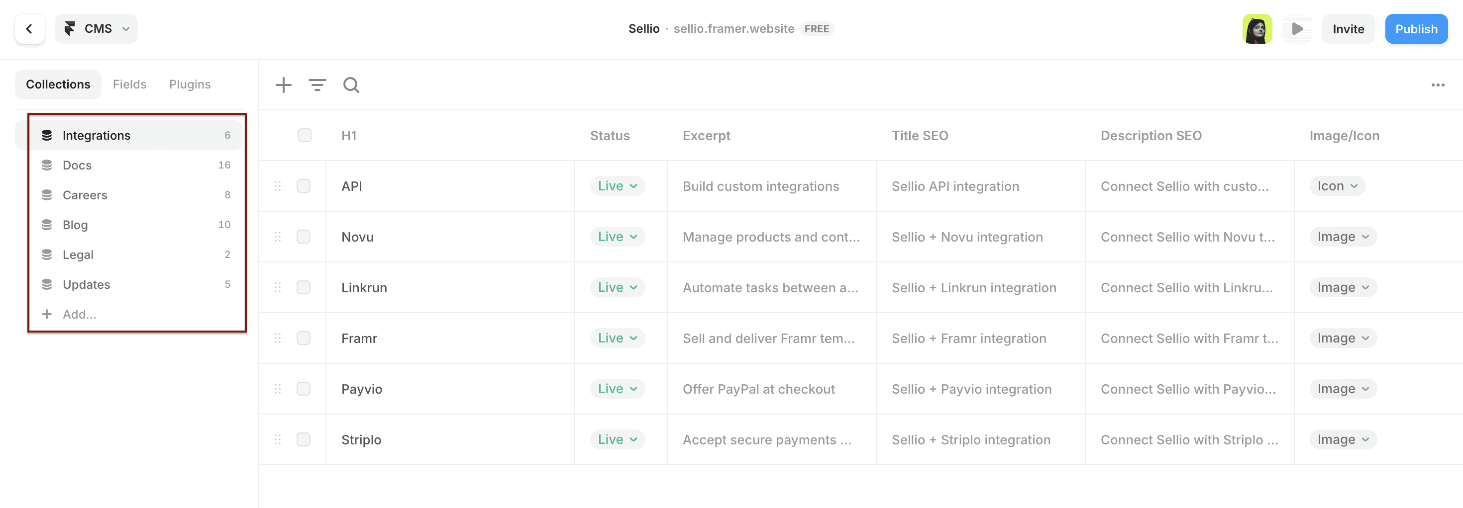 Update CMS content Framer