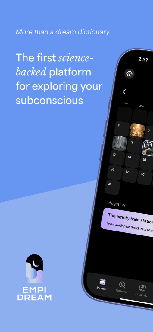 EMPI DREAM app: dream journal calendar