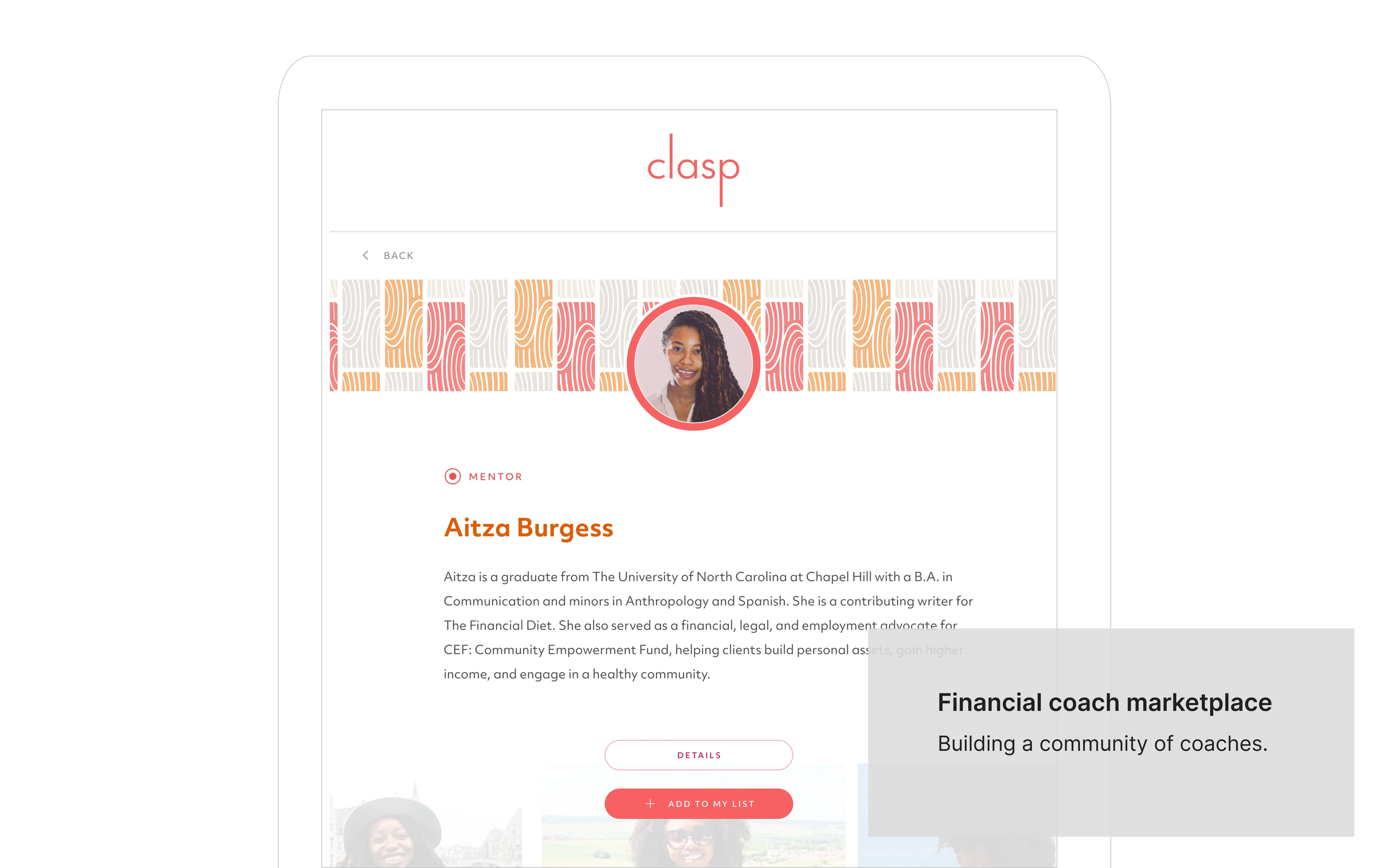 Sample of a coach landing page.