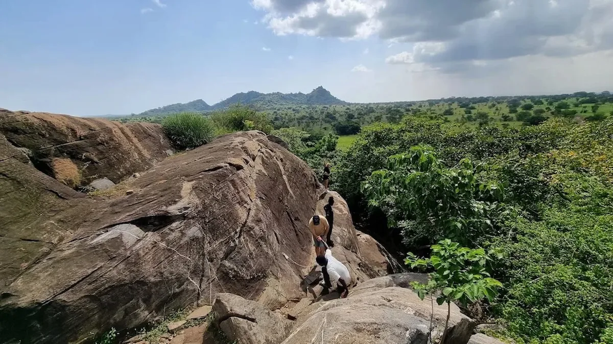Guided hike at Shai Hills Resource Reserve during a BookaAfrica Nature Tour.