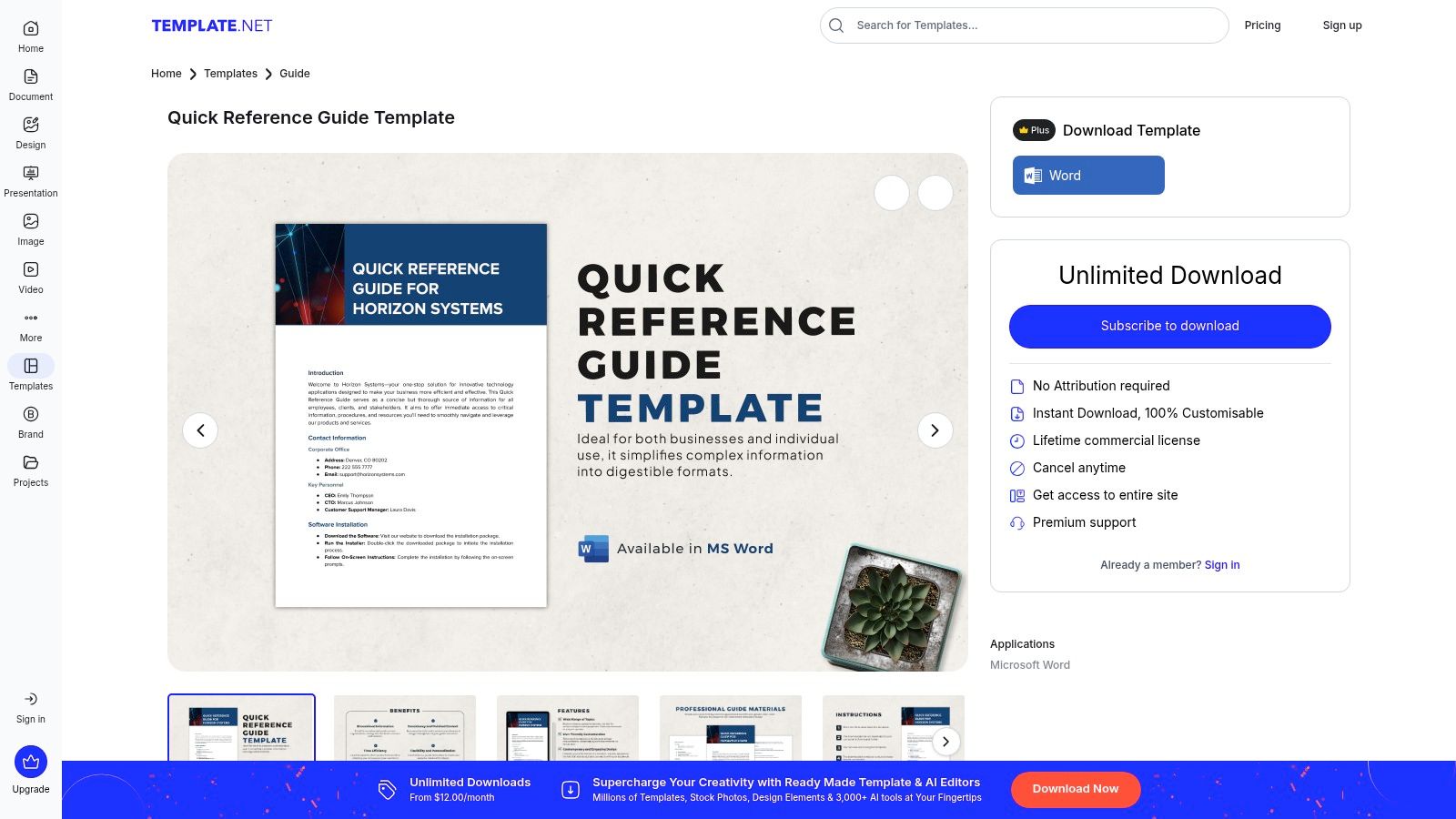 Template.net Quick Reference Guide Template