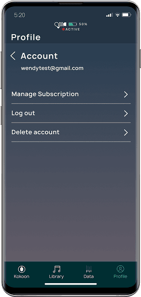app profile page with subscription management