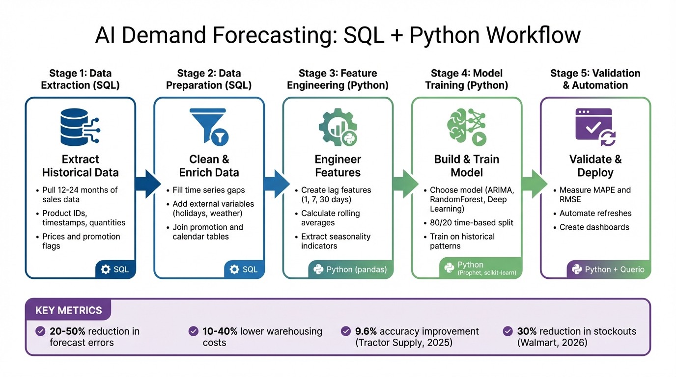 AI Demand Forecasting Workflow: SQL to Python Implementation Steps