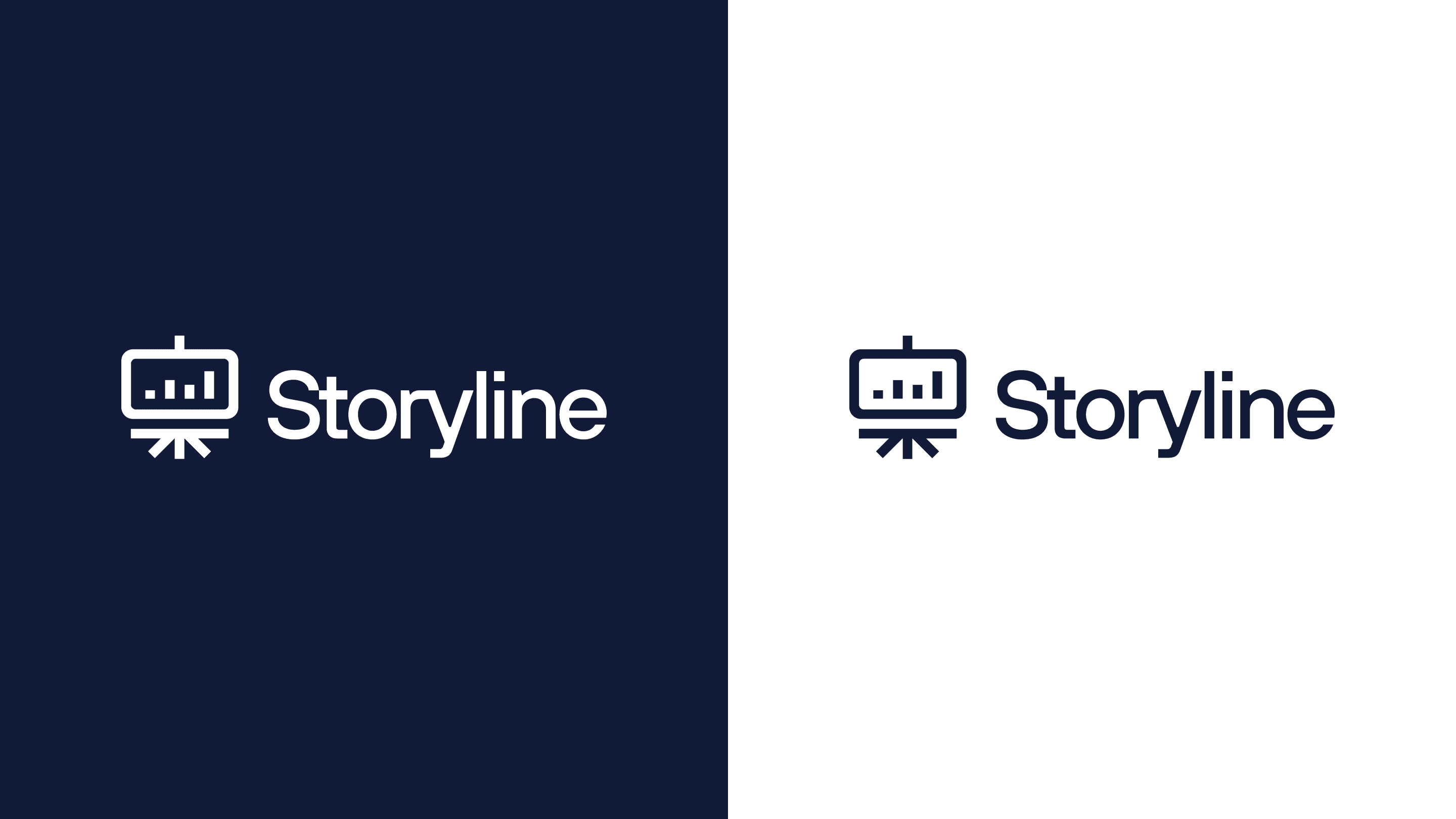 Storyline negative & positive monochrome logos.