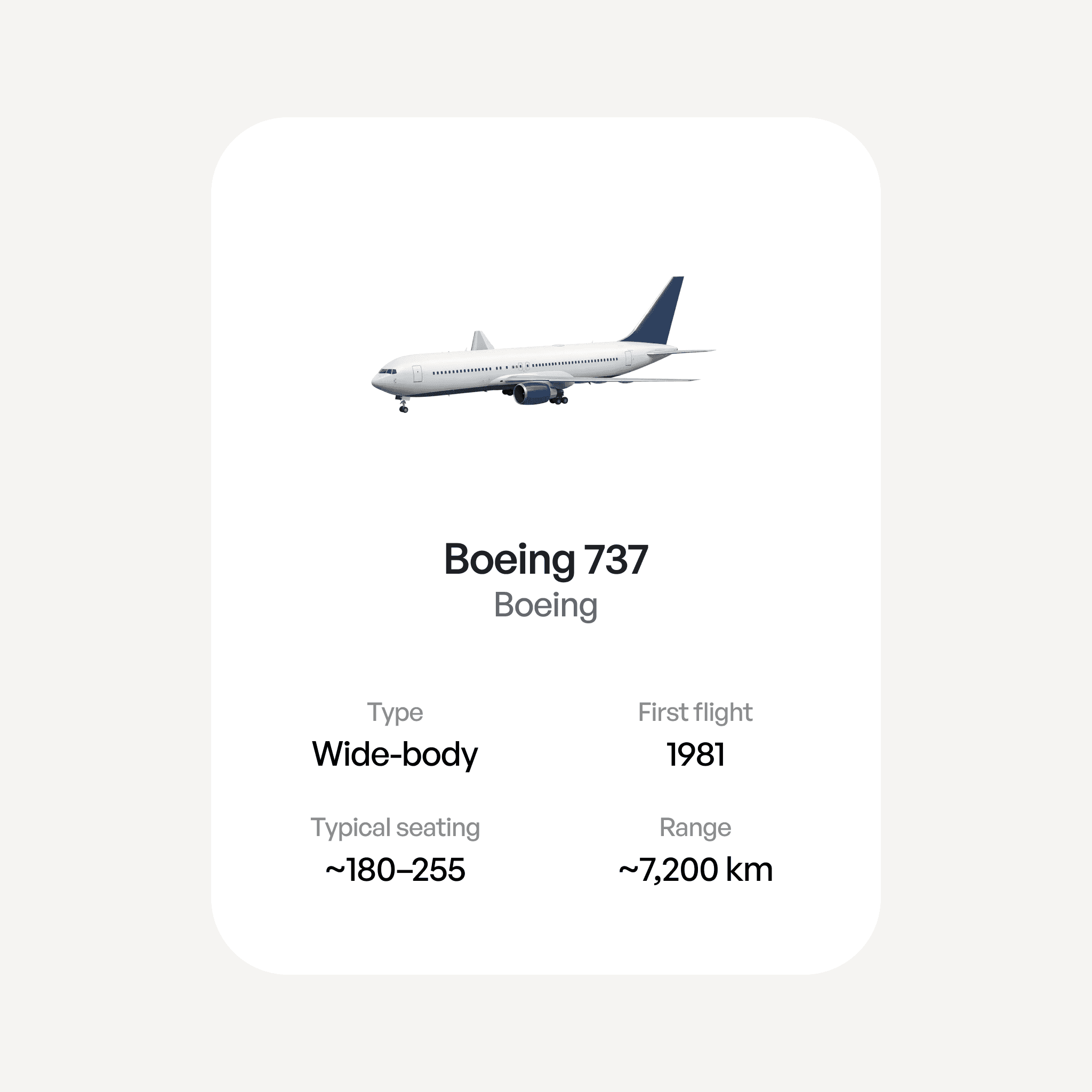 Aircraft info UI card
