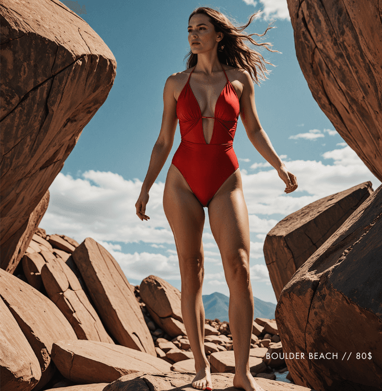 Blonde AI Fashion Female Model - Generated by Caimera - Red lingerie female model