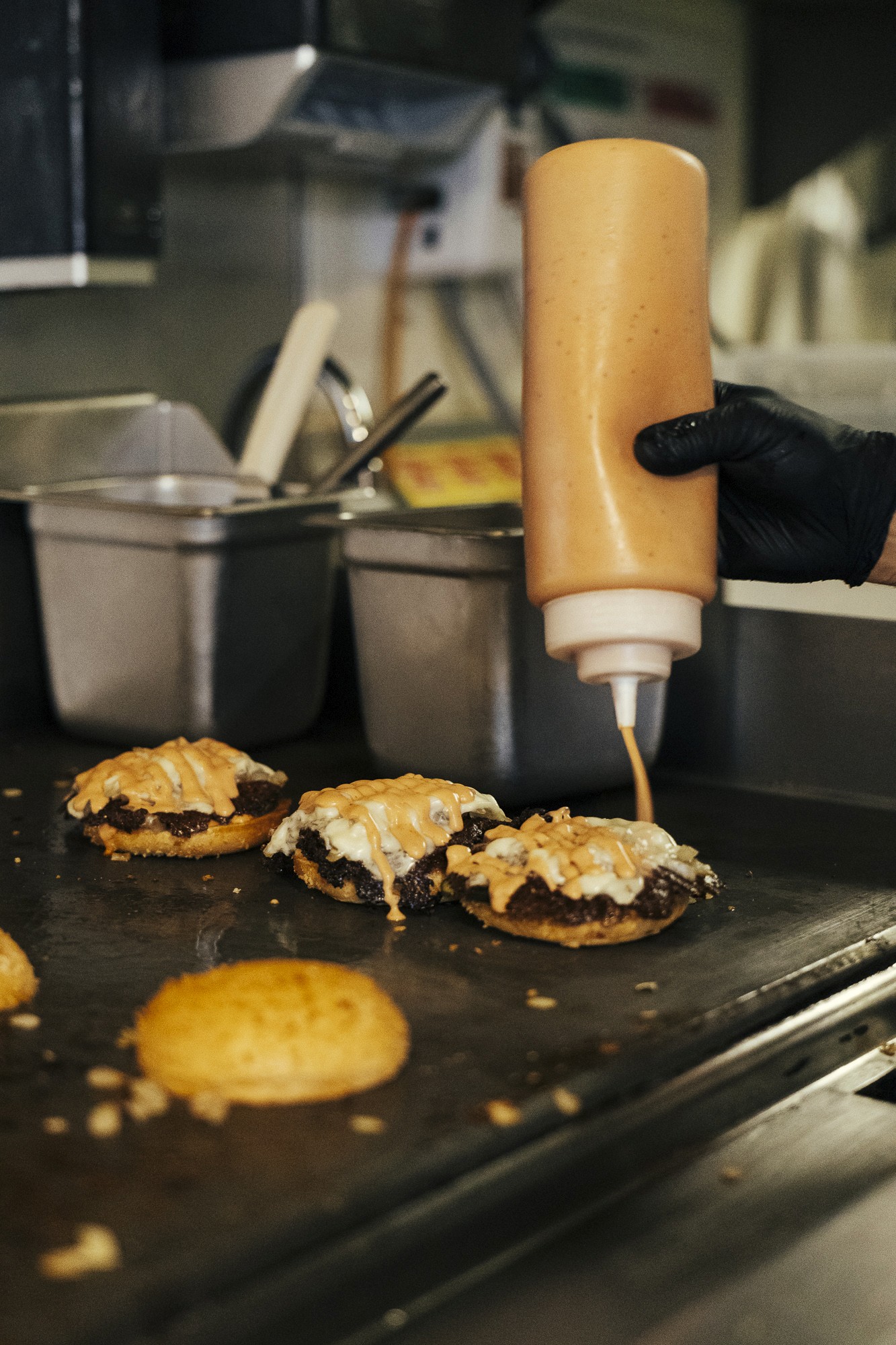 a triple stack smash burger tower