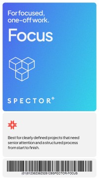 Card labeled "Focus" with a blue gradient, describing the pricing plan 