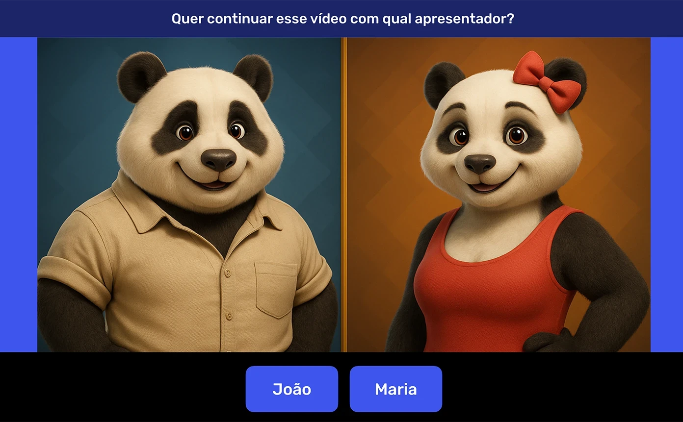 Sistema de perguntas do funil de vídeos interativos da Panda Video