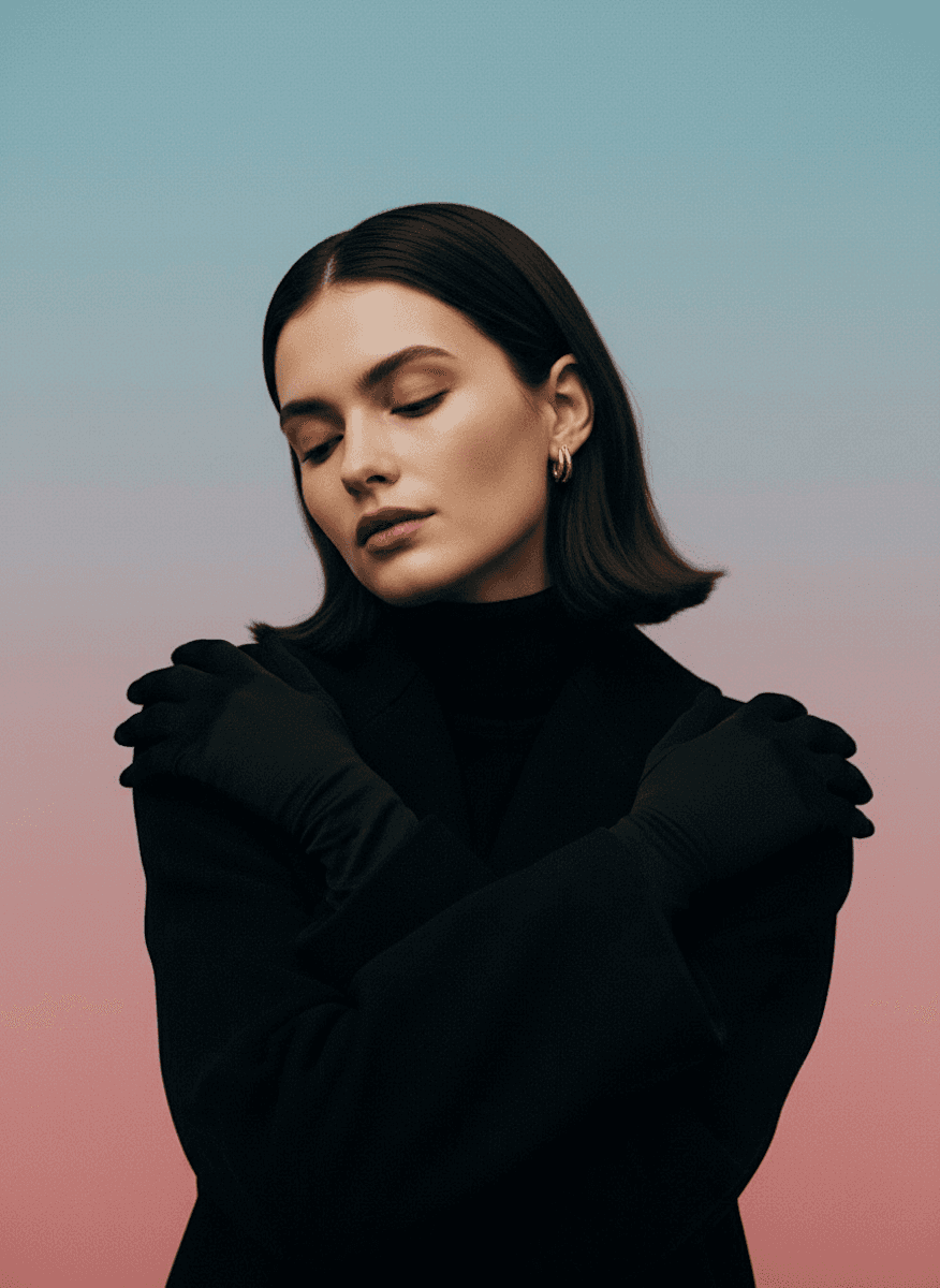 A woman hugging herself