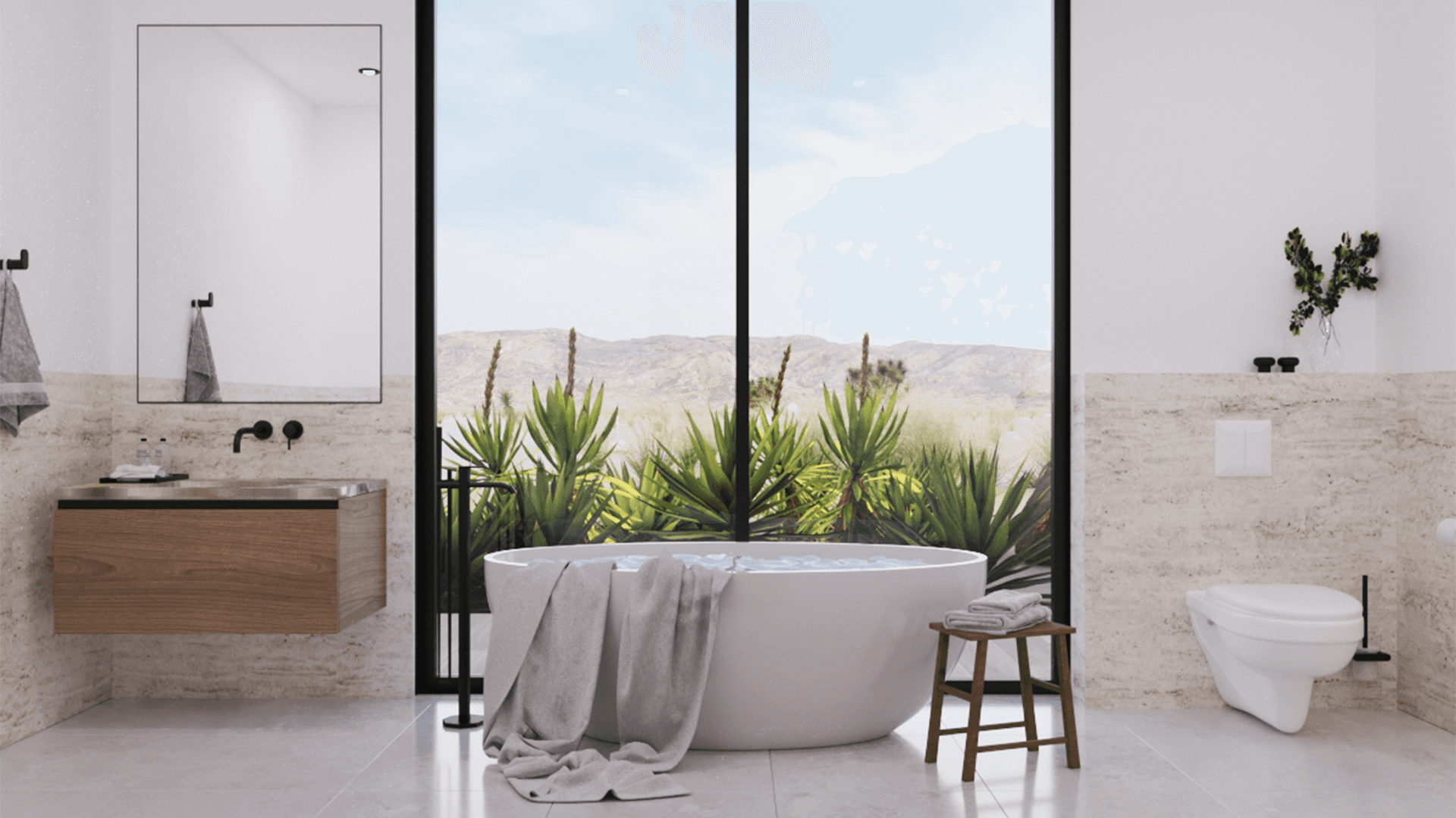 Modern Bathroom Residential Design in Marfa West Texas