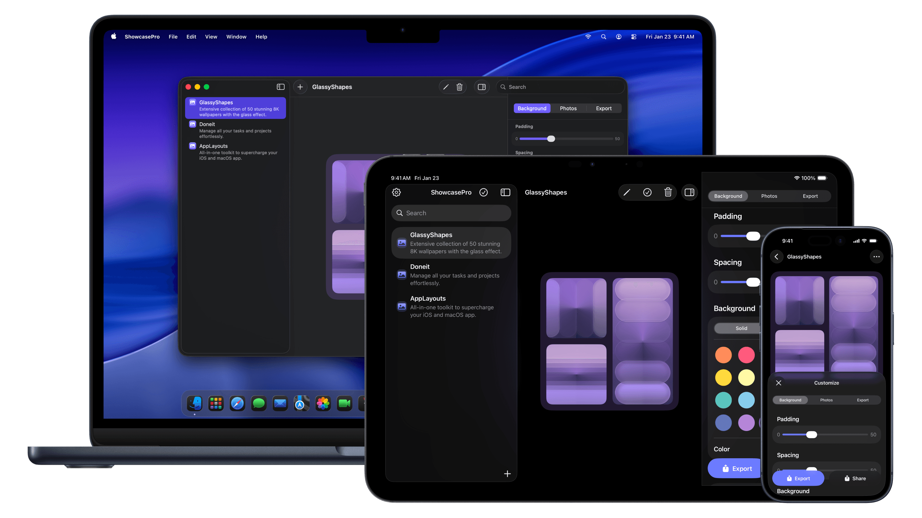 ShowcasePro app on multiple Apple devices